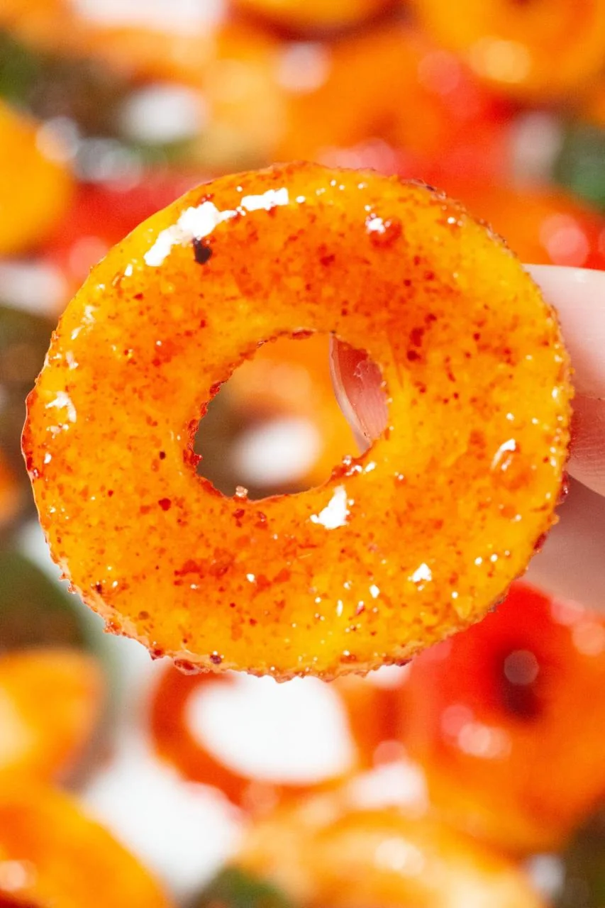 Colourful Kandy Kulture ring sweets coated in sweet and spicy seasoning