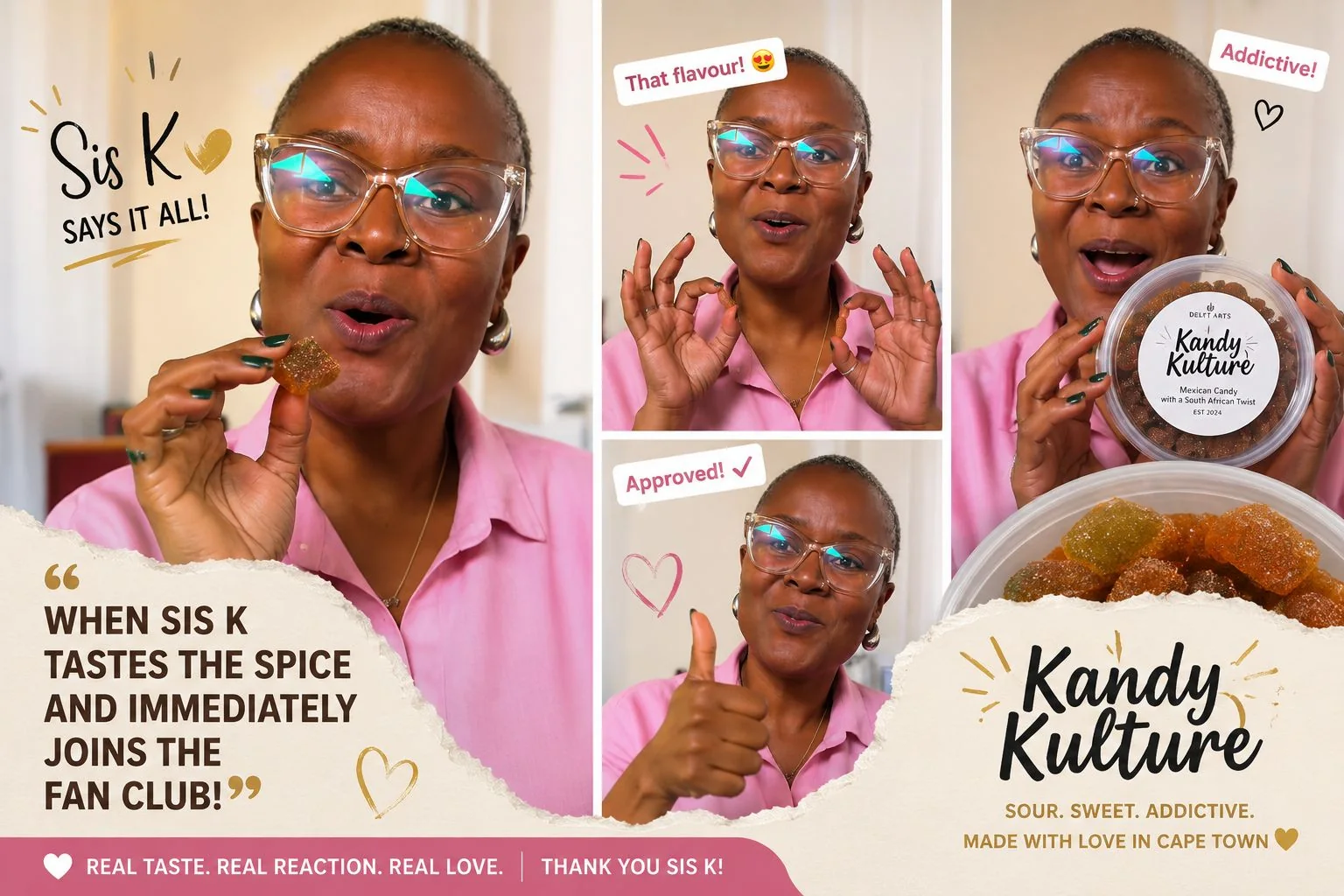 Kandy Kulture tasting reaction collage